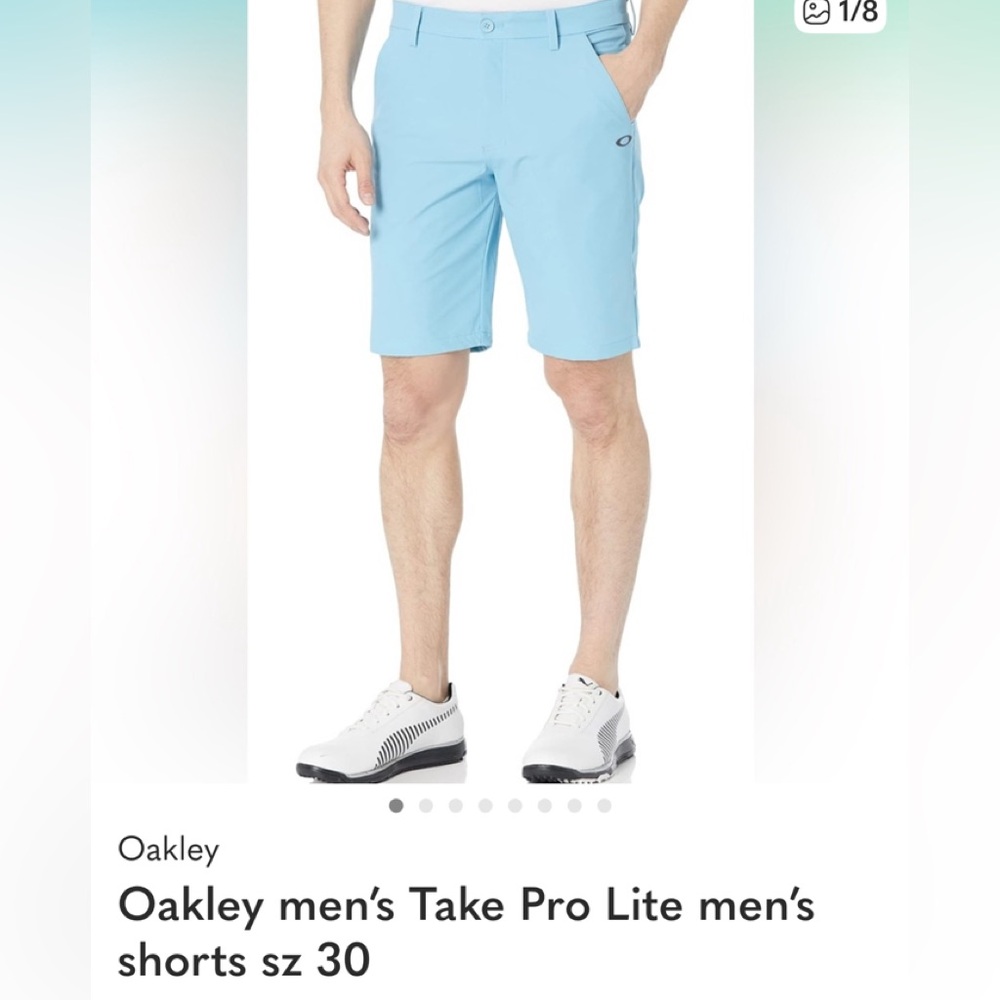 New Authentic 30 31x20 Oakley Men's Sky Blue Athletic Shorts pants $89